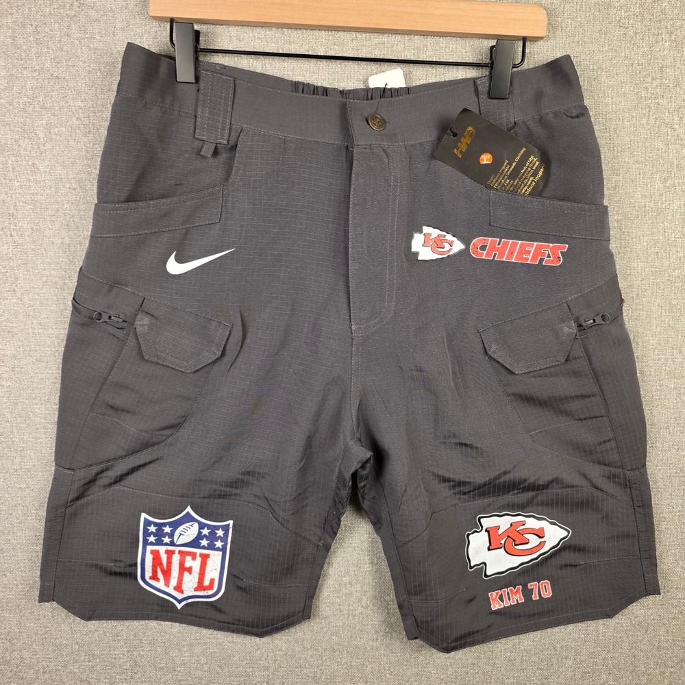 Outdoor Leopard Kansas City Chiefs NFL Cargo Shorts Grey Mens Large Ripstop